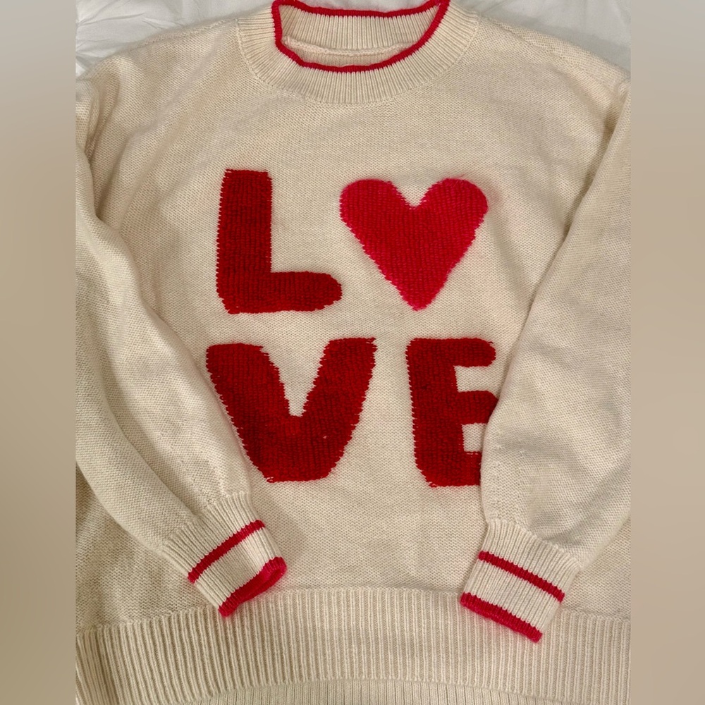 Lou & Grey White Love Sweater size Small